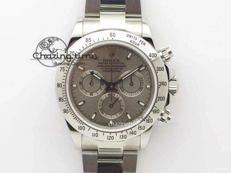 MiroTime 0217 Daytona 116519 Noob 1:1 Best Edition 904L SS Case Gray Black Dial on Black Rubber Strap SA4130 (Free Extra Strap) Durable 3336